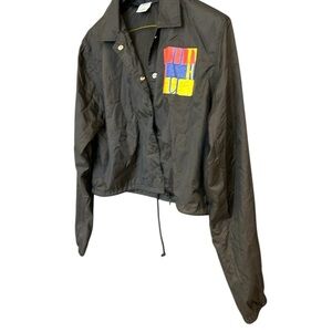 HUF S Oversized GUC Black Windbreaker Jacket with Colorful Patch
